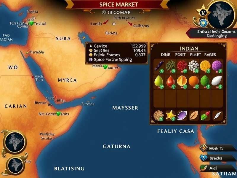 Indian Ocean Cinnamon Quest trading interface showing spice market